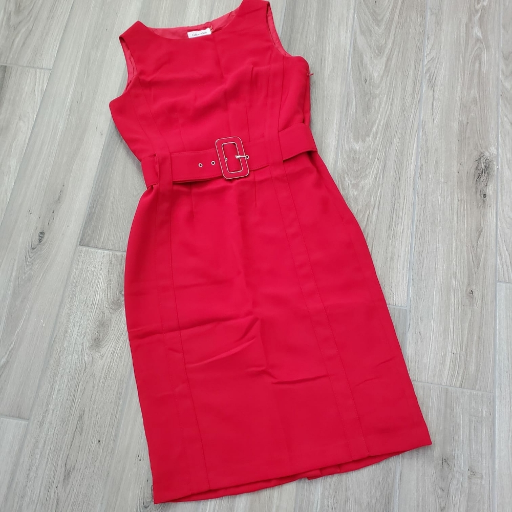 Calvin Klein red sleeveless dress sz 2